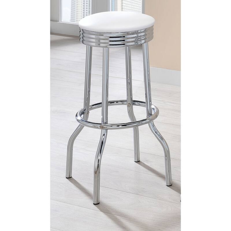 Retro Upholstered Metal Swivel Bar Stool (Set of 2)