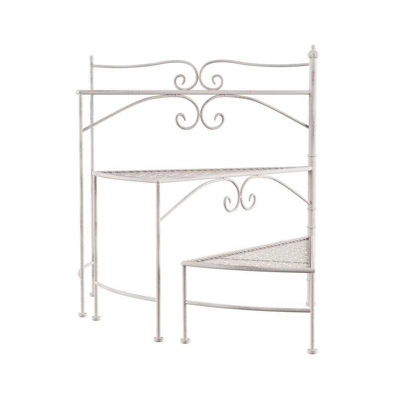 3-Tier Indoor or Outdoor Folding Spiral Stair Wrought Iron Plant Stand by Pure Garden (Antique White)