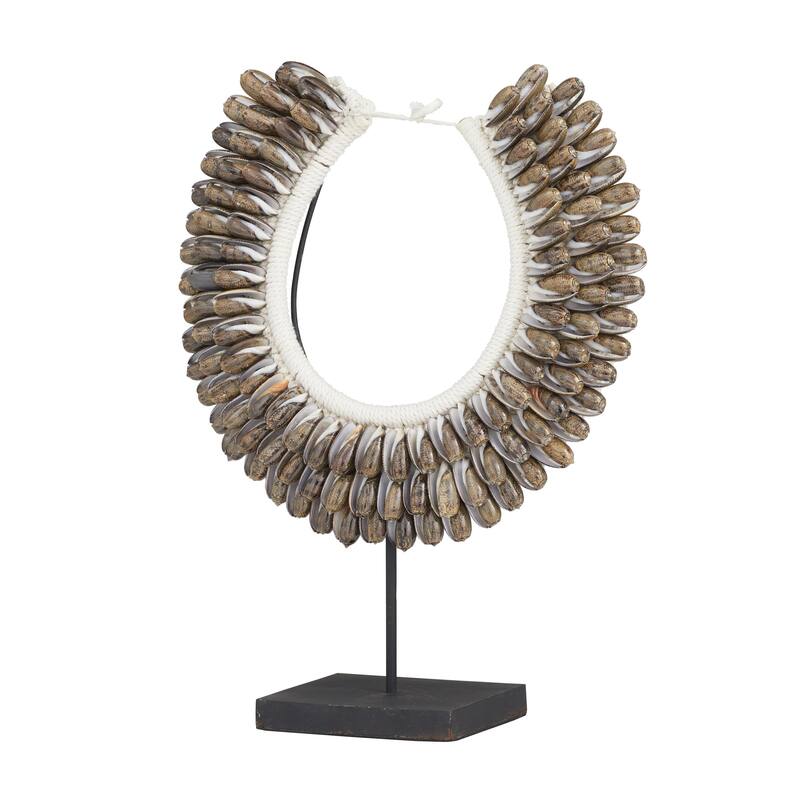 Brown Shell Handmade Necklace Decorative Sculpture with Stand