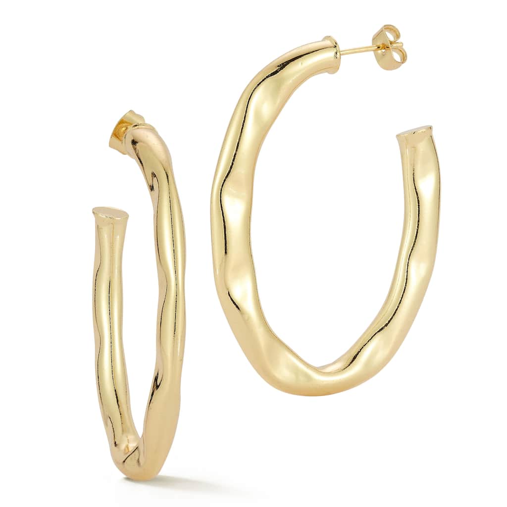 Chloe & Madison Hammered Large Oval Hoop Earrings