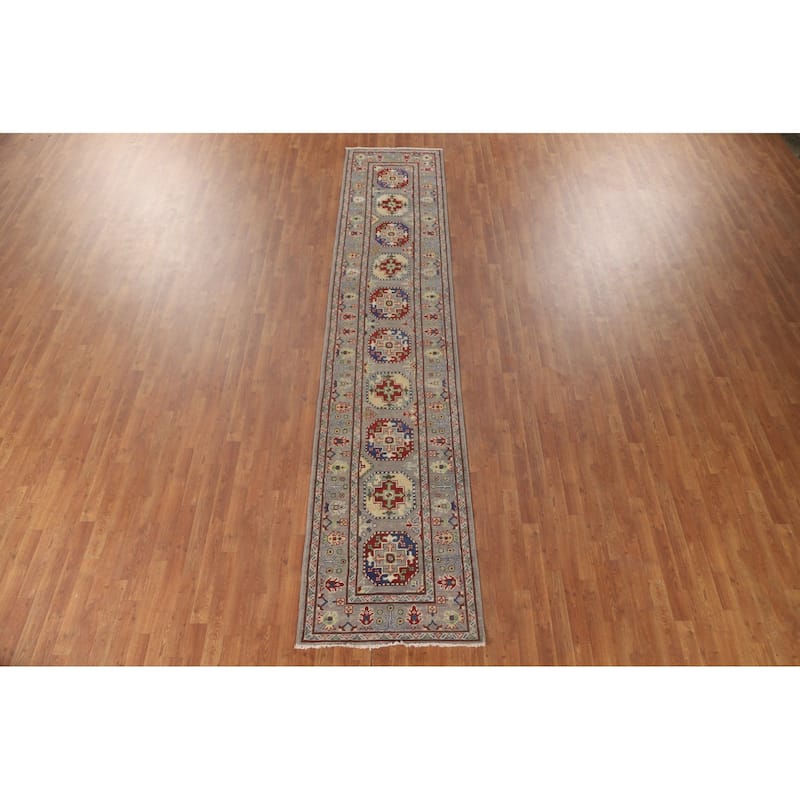 Kazak Runner Rug Handmade Wool Carpet - 2'8" x 13'4"