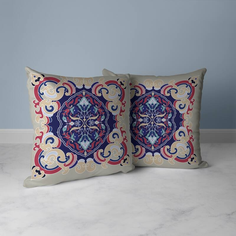 Soft Square Escape Faux Suede Reversible Throw Pillow Beige and Blue