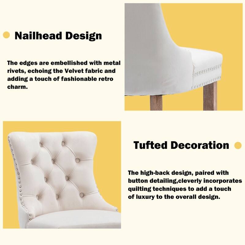 Contemporary Velvet Upholstered Counter Bar Stools Set of 4
