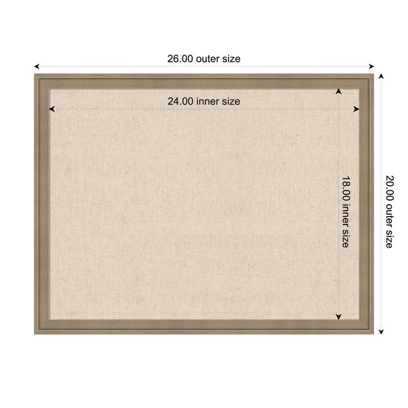 Amanti Art Framed Fabric Pinboard Natural Linen Printed Bulletin Board - Board Size 24 x 18 - Florence Light Brown