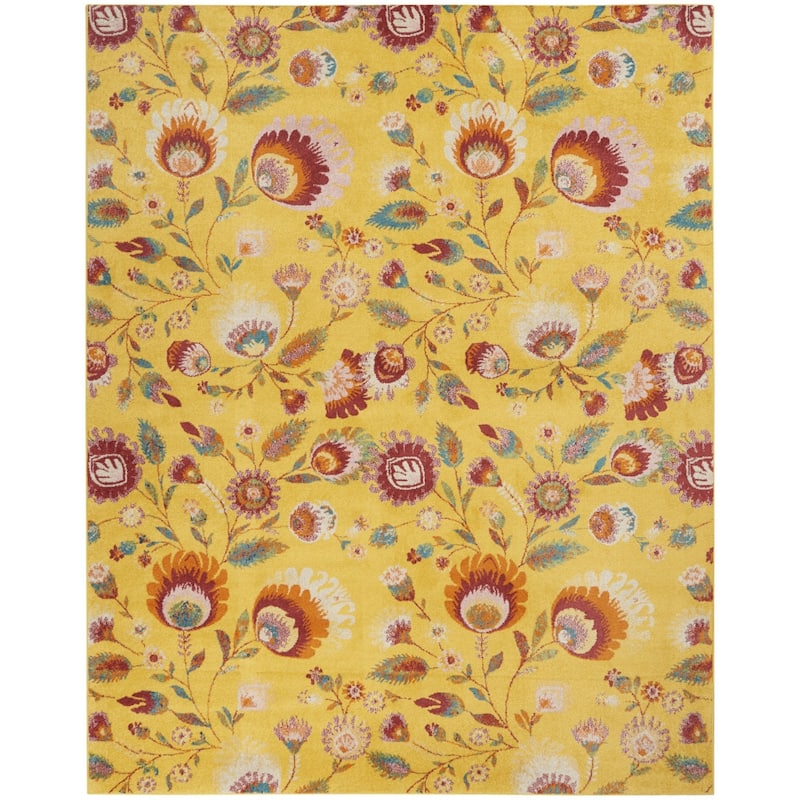 Power Loomed Floral Traditional Low Pile Area Rug - 118' X '94' X '0.25