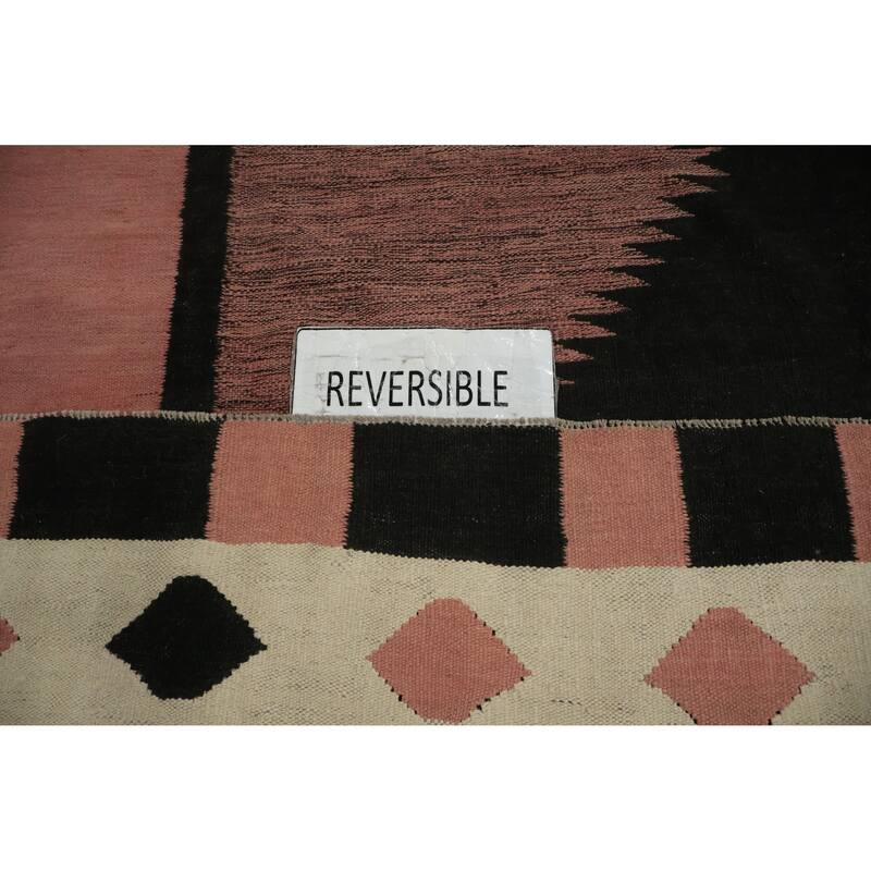 Hand Woven Oriental 100% Wool Carpet Southwestern Tribal Pink Kilim Area Rug - 11' 11'' X 8' 6''