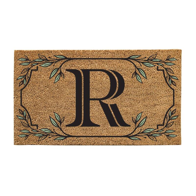 28 in. x 16 in. Monogram Coir Mat, Letter "R"