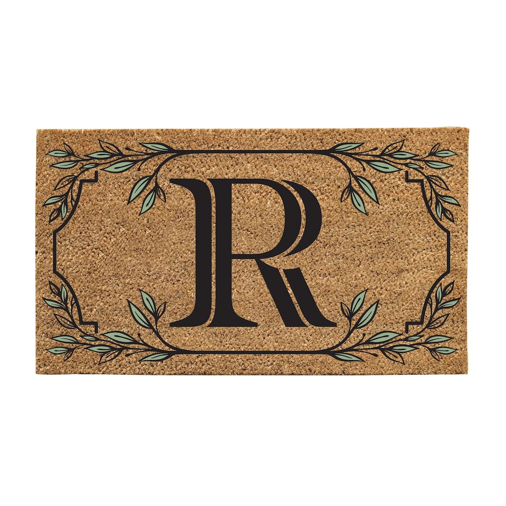 28 in. x 16 in. Monogram Coir Mat, Letter "R"