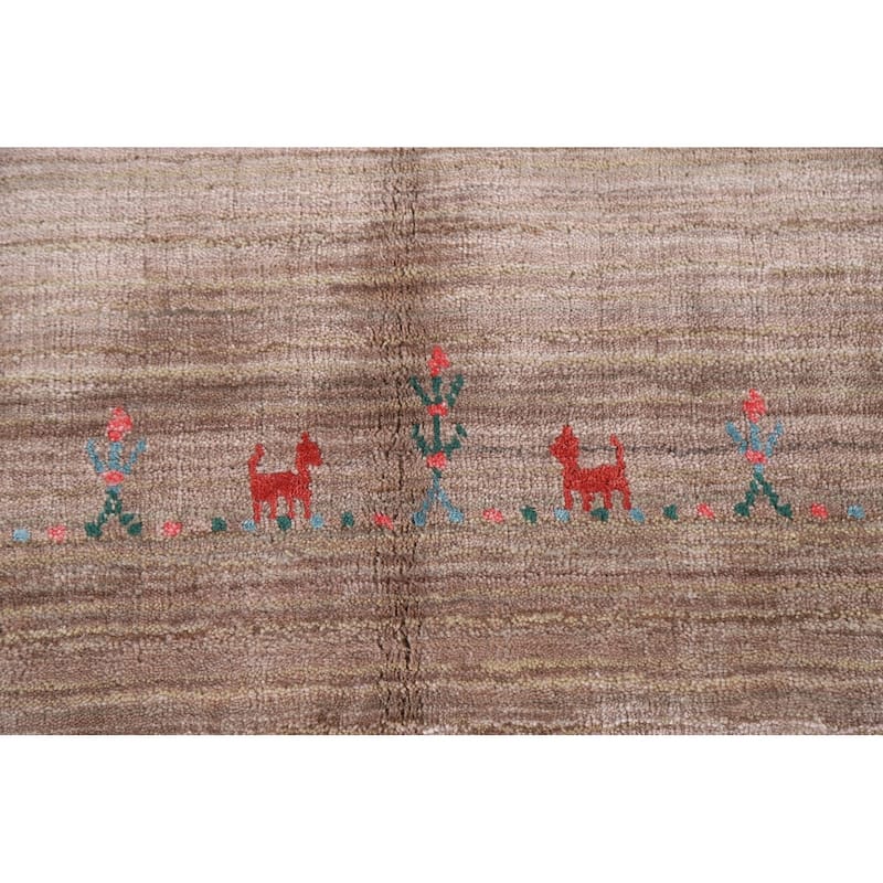 Modern Gabbeh Rug Hand-Knotted Tribal Wool Carpet - 7'11"x 9'7"