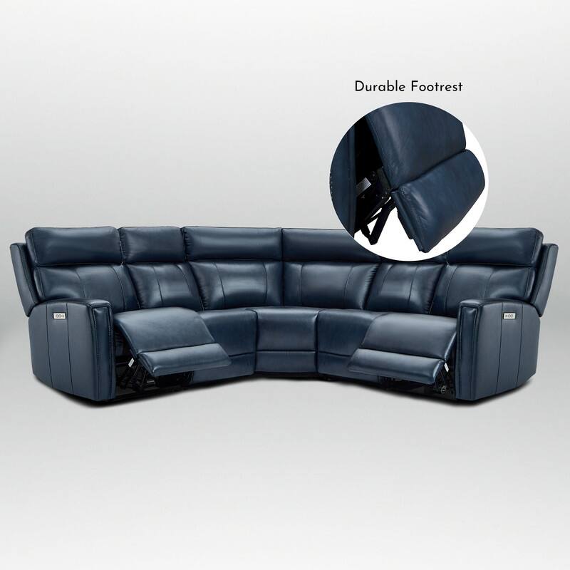 104" W 3-Color Genuine Leather Power Reclining sectional sofa With Zero Gravity, USB&USB-C Ports, 2 Stationary Armlesschairs