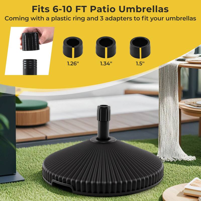 Costway Fillable Umbrella Base with Shell Texture 3 Coupler Sizes for - See Details
