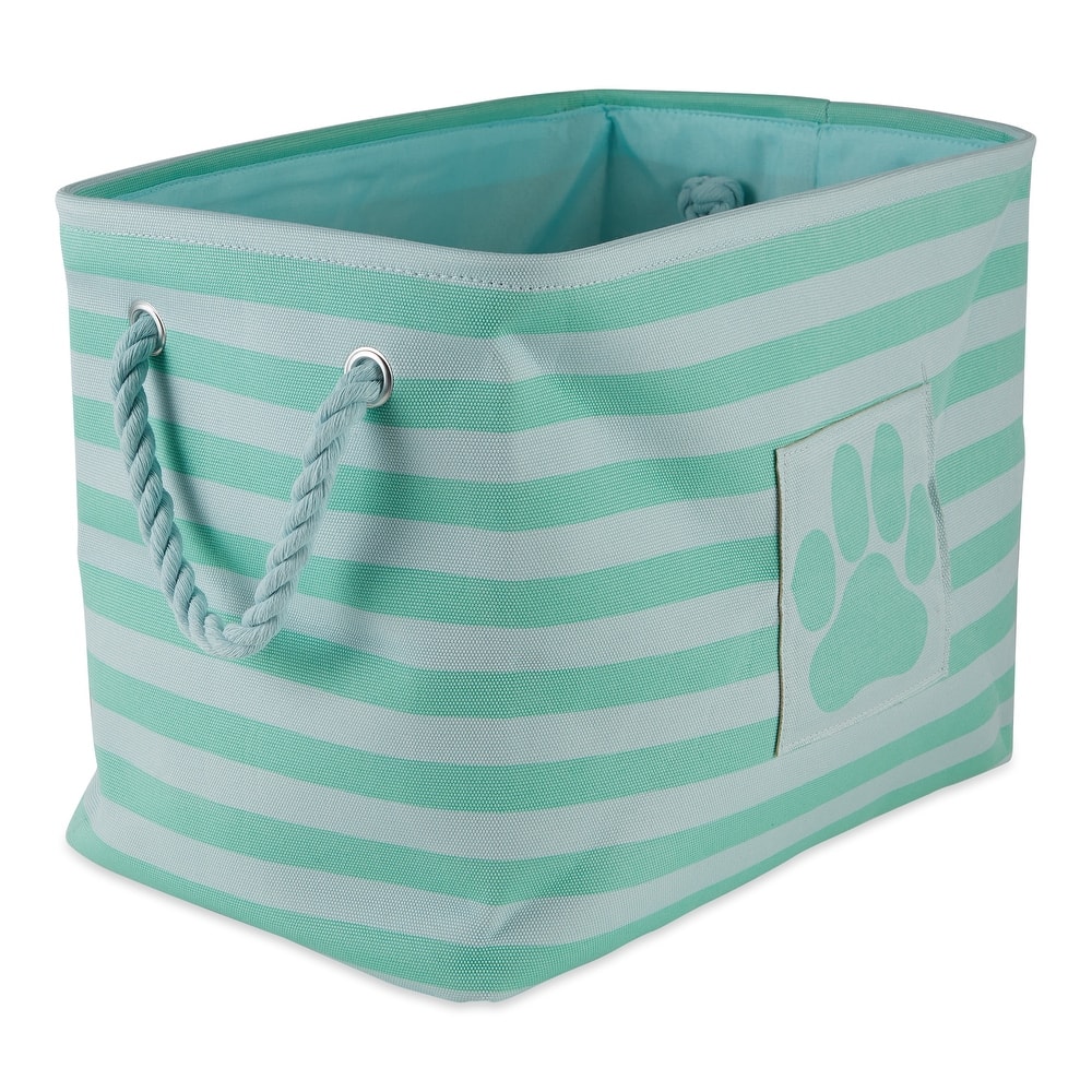 Bone Dry Polyester Pet Bin Stripe With Paw Patch Black Rectangle Large