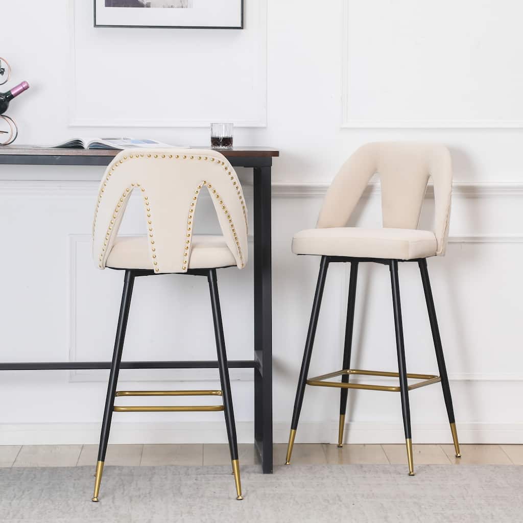 Bar Stool & Counter Stools with Nailheads and Gold Tipped