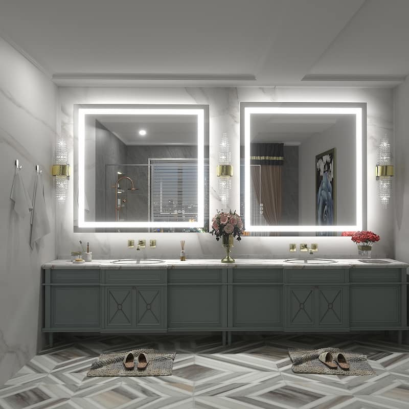 KIOTEE Super Bright Anti-fog LED Bathroom Mirror with Backlit and Front Lighting 3-Year Warranty