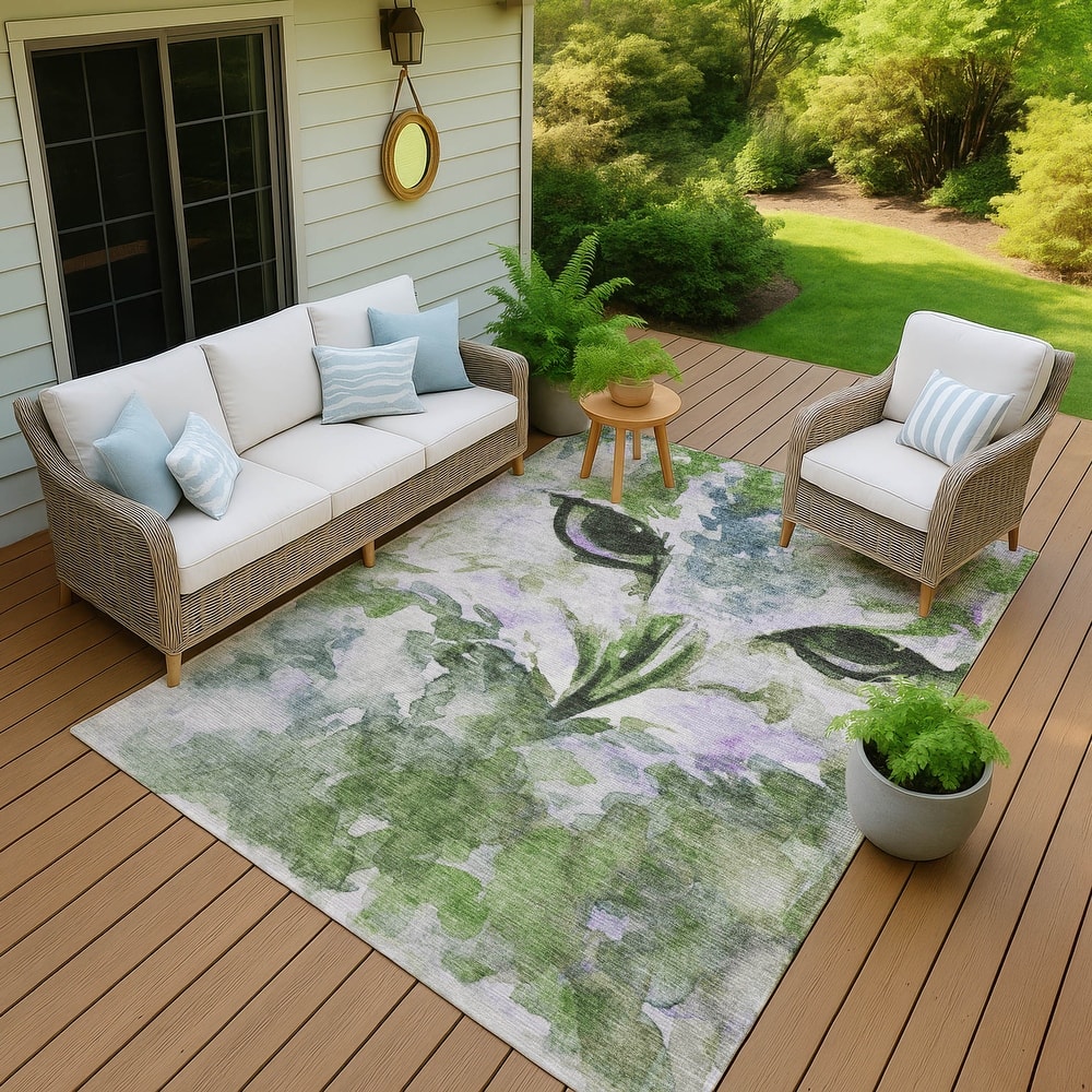 Machine Washable Indoor/ Outdoor Modern Owl Chantille Rug