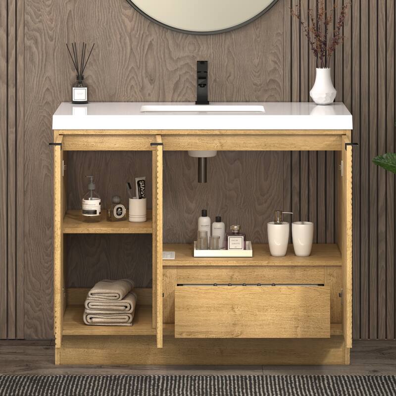 Milano 42" Freestanding (R) Bathroom Vanity with White Acrylic Sink