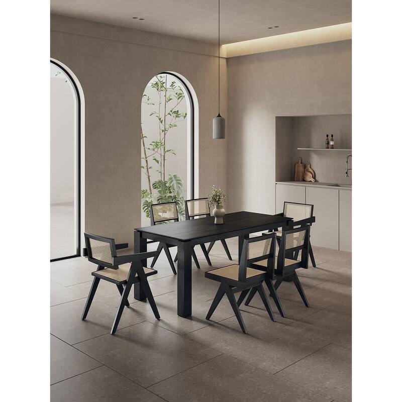 Manhattan Comfort Rockaway Hamlet Modern 70.86 Solid Wood Dining Set