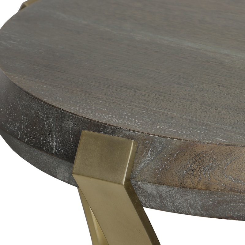Uttermost Unite Brass Leg Wood Side Table - 23"W x 24"H x 23"D