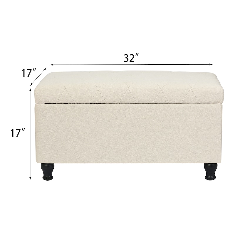 Adeco Tufted Storage Ottoman Bench for Living Room Bedroom