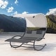 preview thumbnail 26 of 37, Outdoor Double Chaise Lounge Chair Rocking Lounger with Sunshade Canopy - 54.5"W*67.3"D*65.7"H