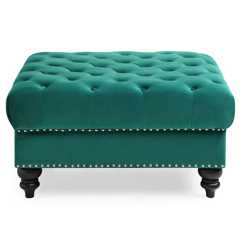 Nola Velvet Tufted Oversized Ottoman