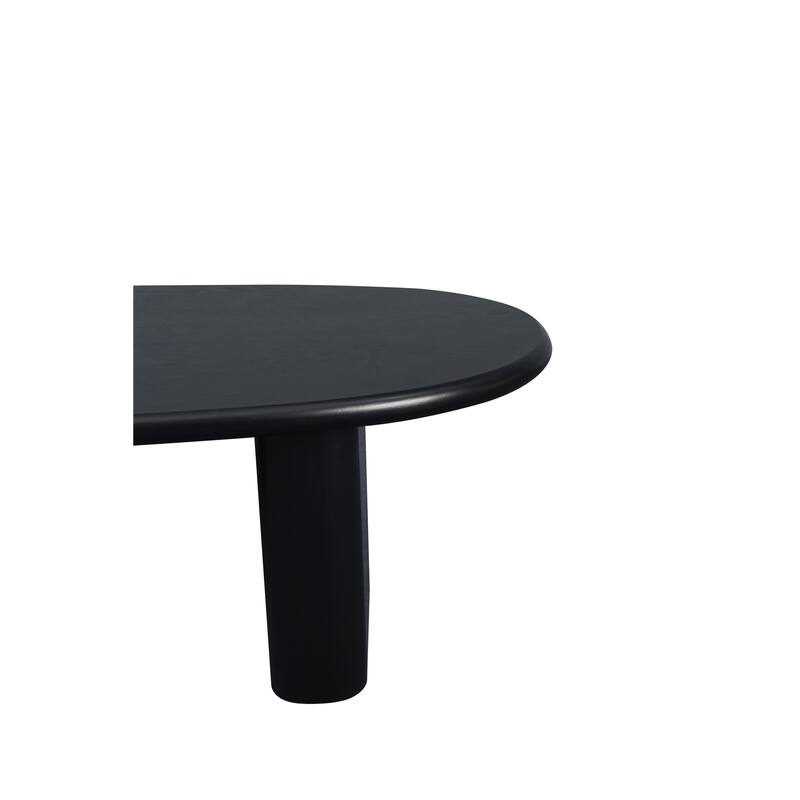 Modern Coffee Table Oval Coffee Table with 2 Vertical Thick Feet Rounded Edges, for Living Rooms Antique Black