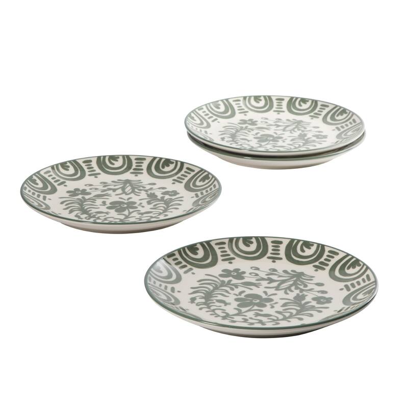 Bloomhouse - 2-Time Oprah's Favorite Things - Valencia Flor 4 Piece Salad Plate Set, 8.75" Stoneware Floral Decal Design