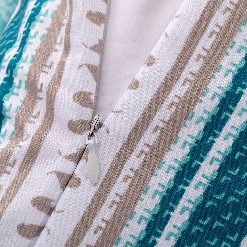 3 Piece Stripe Boho Duvet Cover Set with Zipper Ties