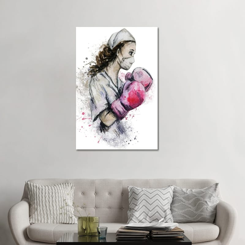 iCanvas "Fighting Nurse II" by Ephrazy Graphics Canvas Print - 48x32x1.5