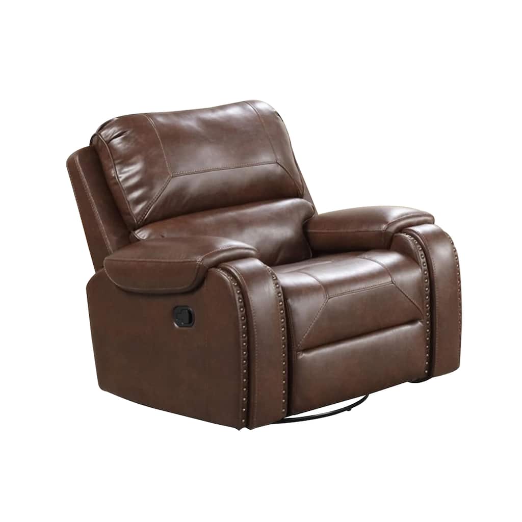 Teli Manual Swivel Glider Recliner Chair, Dark Brown Faux Leather
