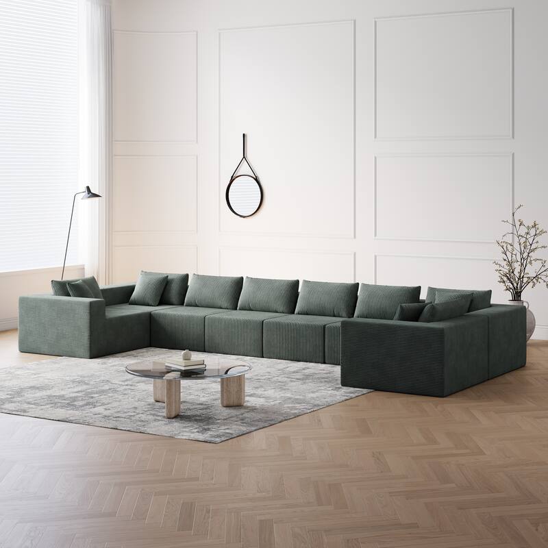 Luxury Floor Standing Couch Set Sectional Sofa Set Corduroy Upholstered Modular Sofa - Freely Combined Into Various Shapes