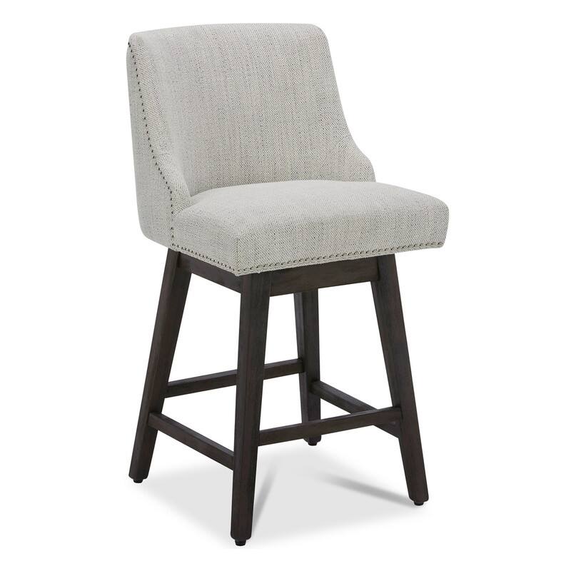 Spruce & Spring Olive Upholstered Counter Height Swivel Barstools-Single - Ivory White-Fabric