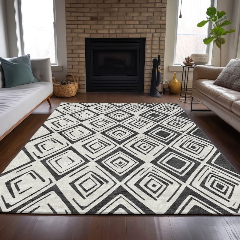 Machine Washable Indoor/ Outdoor Chantille Ombre Diamonds Rug
