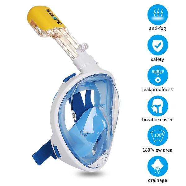 Shop Full Face Snorkel Mask With Camera Mount For Gopro Anti Fog Underwater Diving Snorkel Scuba 7 6 X 9 6 Overstock 31229272