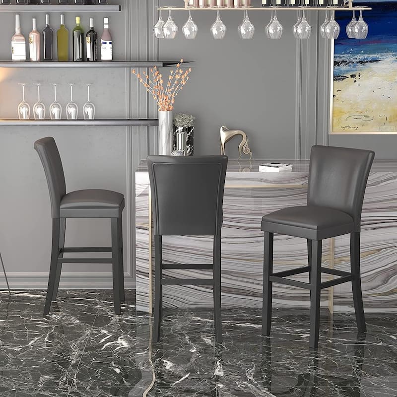 Bar Stools Faux Leather Upholstered Chairs Dining Chairs