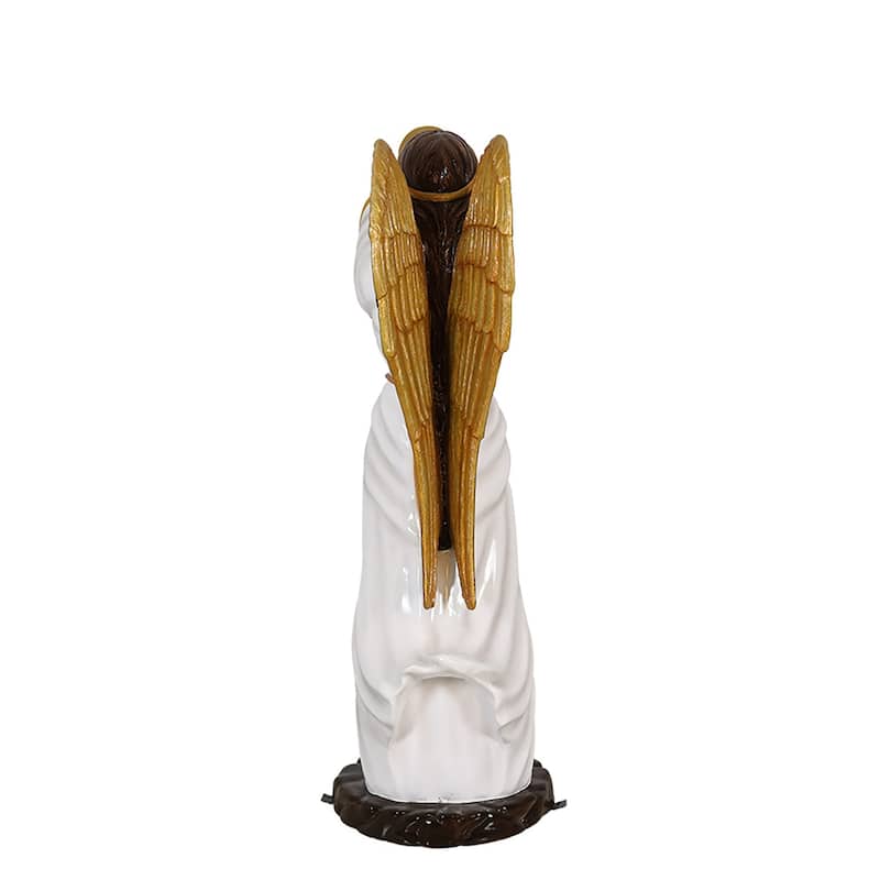Angel with Trumpet Fiberglass Outdoor Commercial Christmas Decoration - 73" - White