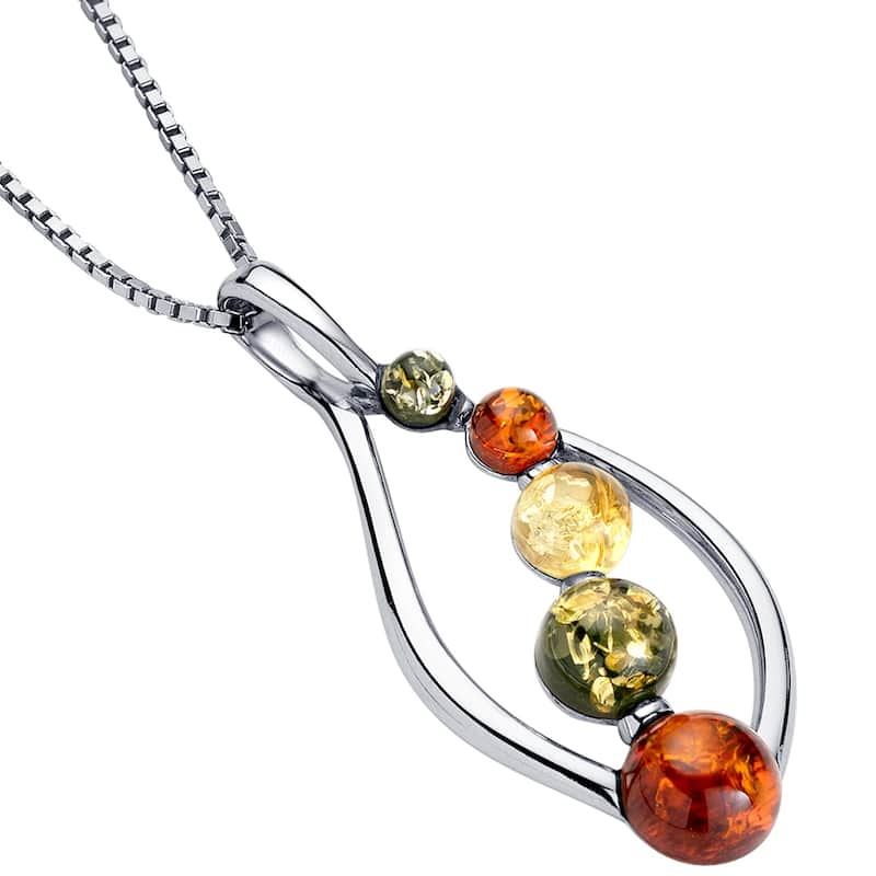 Amber Pendant in Sterling Silver