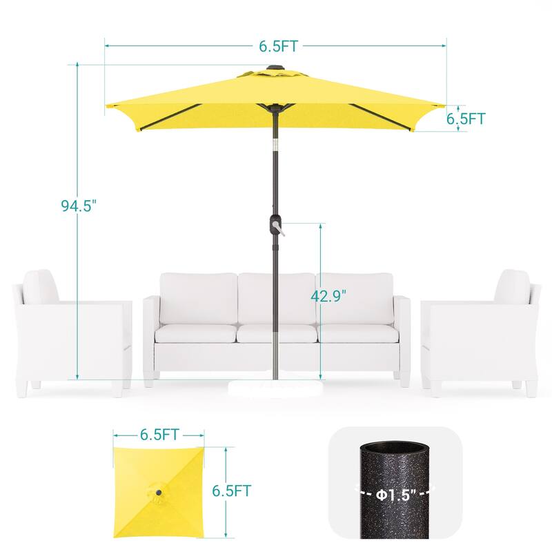 BONOSUKI 6.5x6.5Ft Patio Market Umbrella Weather-Resistant Frame