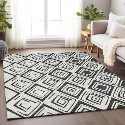 Premium Washable Super Soft Modern Diamond Mayfield Rug