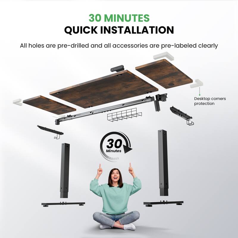 SIAGO 48 x 24 Inch Computer Desk Height Adjustable Electric Sit Stand Up Desk