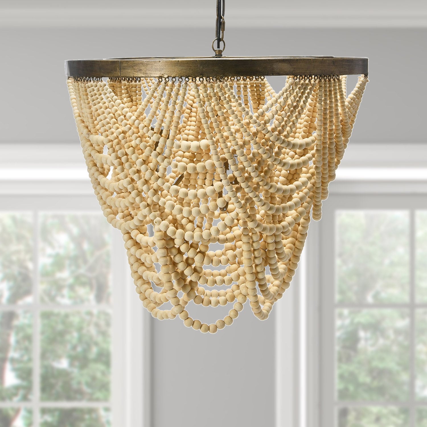 2 Tier Draped Wood Bead Chandelier Bed Bath Beyond 35091773
