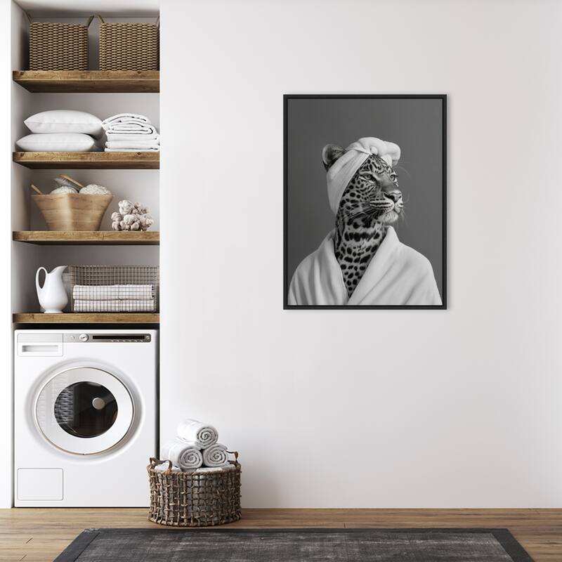 Lady Leopard Spa Day by Niky Rahner Framed Canvas Wall Art