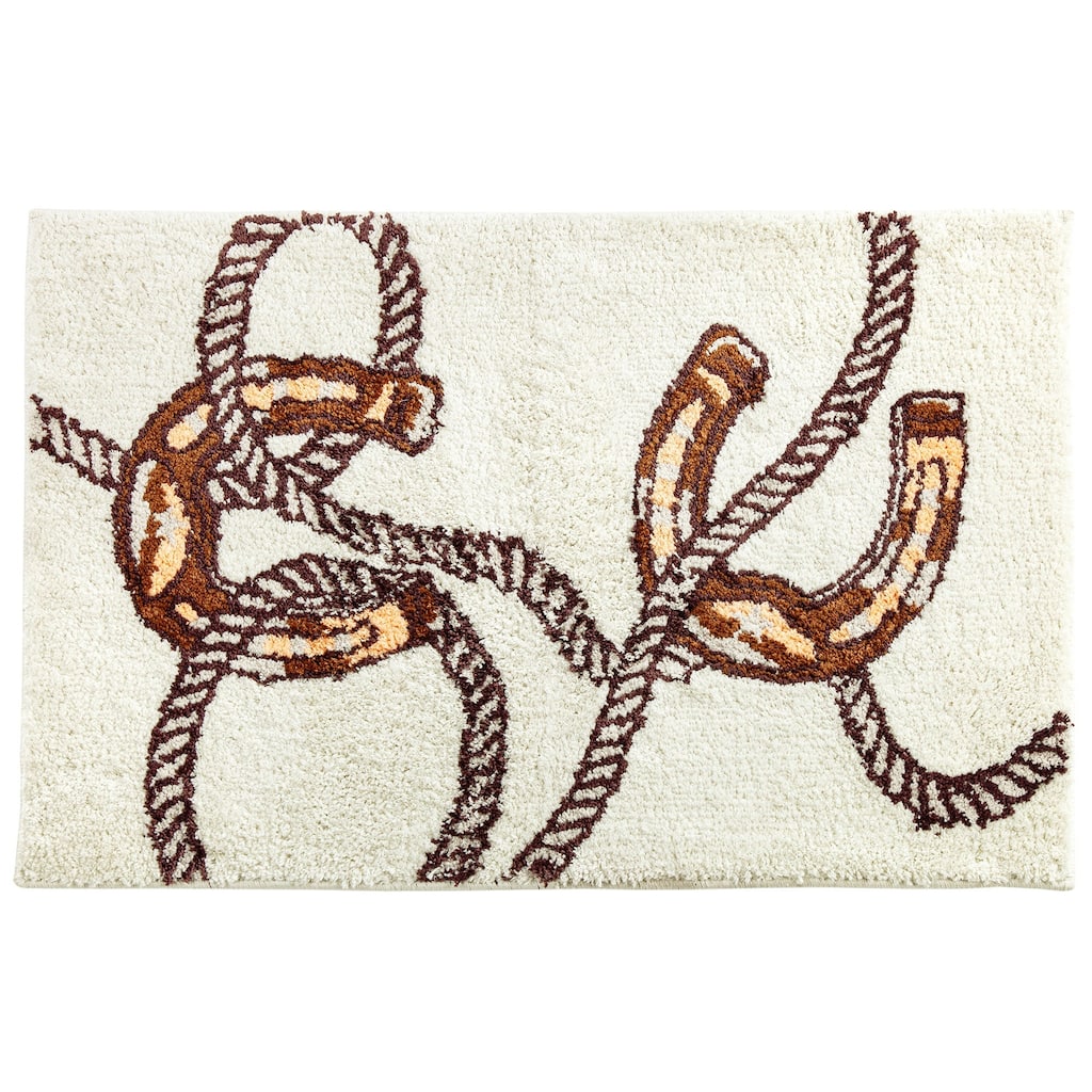 Tasha Polizzi for Paseo Road Pierre Equestrian Horseshoes and Rope Motif Jacquard Bath & Kitchen Rug, 24" x 36"