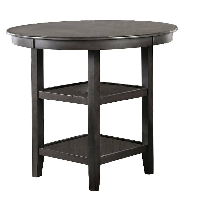 5 Piece Counter Height Table with Open Geometric Back Chairs, Gray