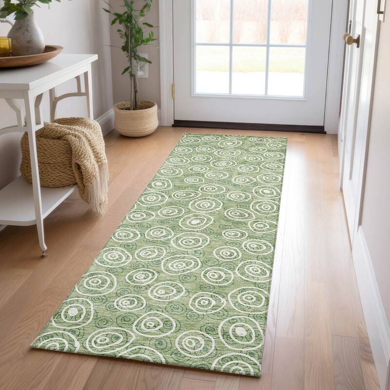 Machine Washable Indoor/ Outdoor Chantille Modern Bubbles Rug