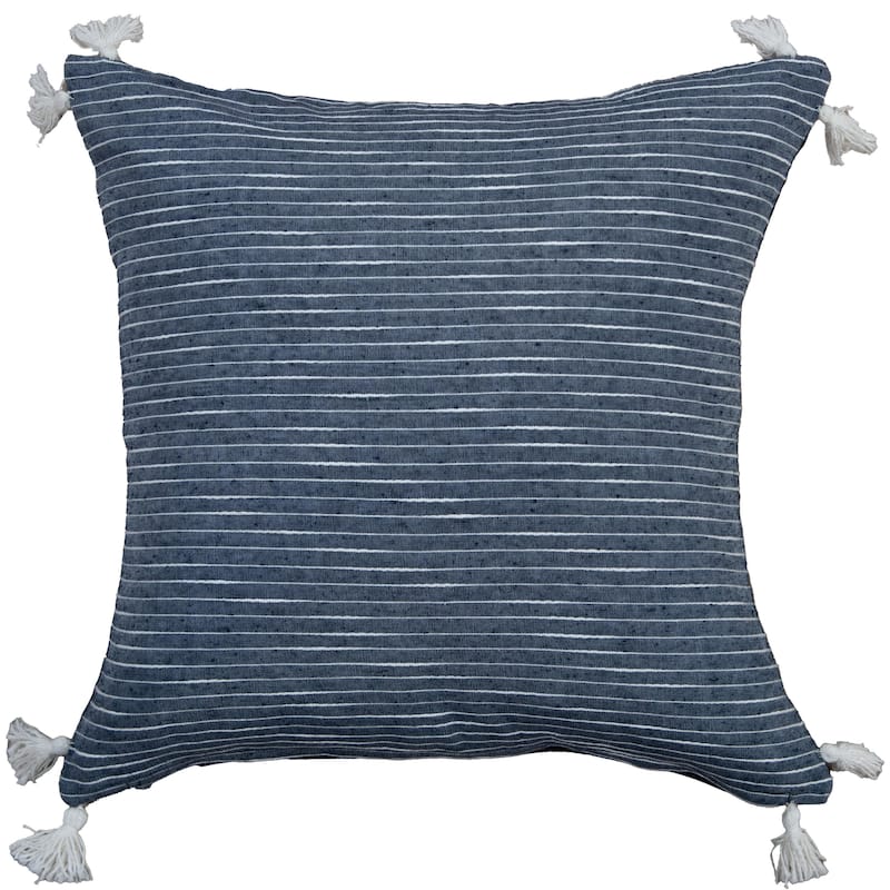 Rizzy Home Modern Woven Stripe Throw Pillow - Cover Only - Blue/White