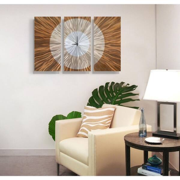 Shop Statements2000 Metal Wall Clock Art Panels Abstract Copper