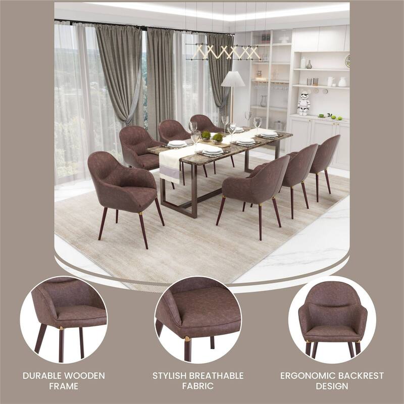 Elias Dining Chair Upholstered in Leather Velvet and Powder Coated Legs