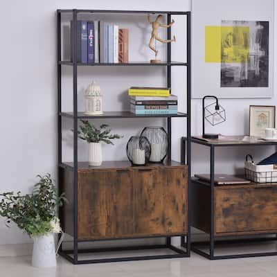 HOMCOM Storage Cabinet Bookcase with 3 Open Shelves, Tall Organizer Multifunctional Rack for Living Room or Bedroom