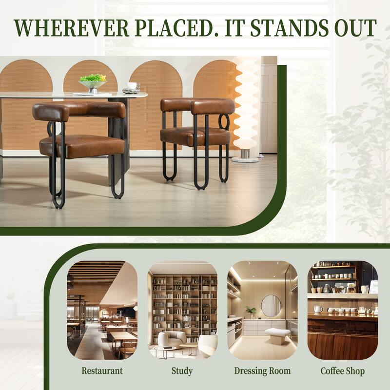 PU Accent Chair Dining Chair Barrel Side Chairs Armchair Set of 2